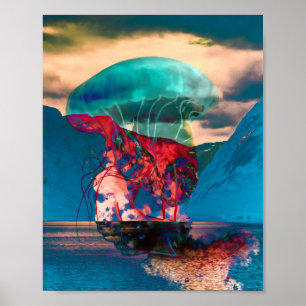 Impressão Funky Trippy da arte das medusa