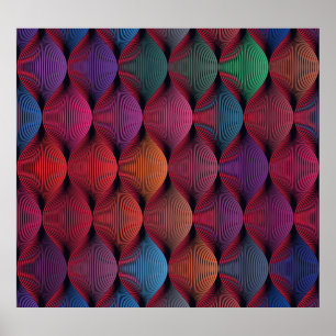 Impressão geométrico de onda multicolor