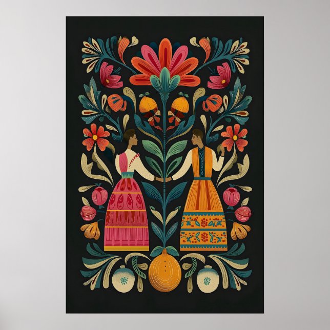 Impressão Giclée de Arte Popular Mexicano Figuras  (Frente)