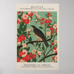 Impressão Giclée de Pássaro Japonês Ukiyo-e Nature