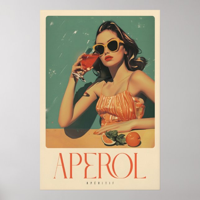 Impressão Giclée Retro Aperol Spritz Coquetel Clás (Frente)