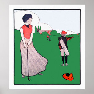 Impressão Golf Watercolor de 1900