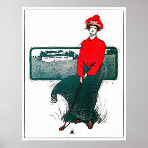 Impressão Golf Watercolor de 1930