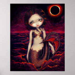 Impressão gótico da arte da fantasia da lua do