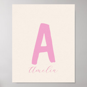 Impressão inicial de menina minimalista personaliz