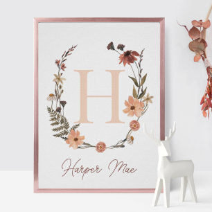 Impressão inicial Floral Personalizado Monograma