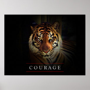 Impressão inspirador do poster do tigre da corage