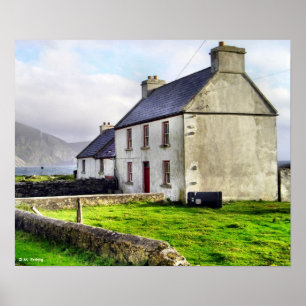 Impressão irlandês velho da casa da quinta