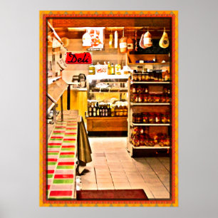 Impressão italiano do poster do supermercado fino