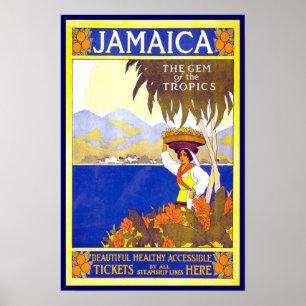 Impressão Jamaica do poster vintage