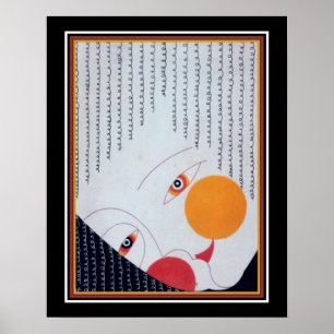 Impressão japonês CA 1928 da máscara do teatro