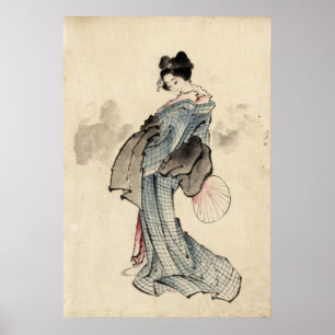 Impressão japonês da mulher