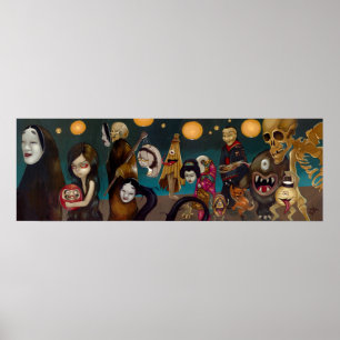 Impressão japonês gótico da arte do yokai de