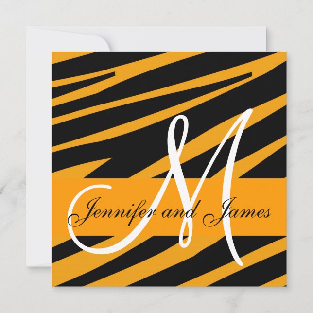 Impressão Laranja de Convite de Casamento (Frente)