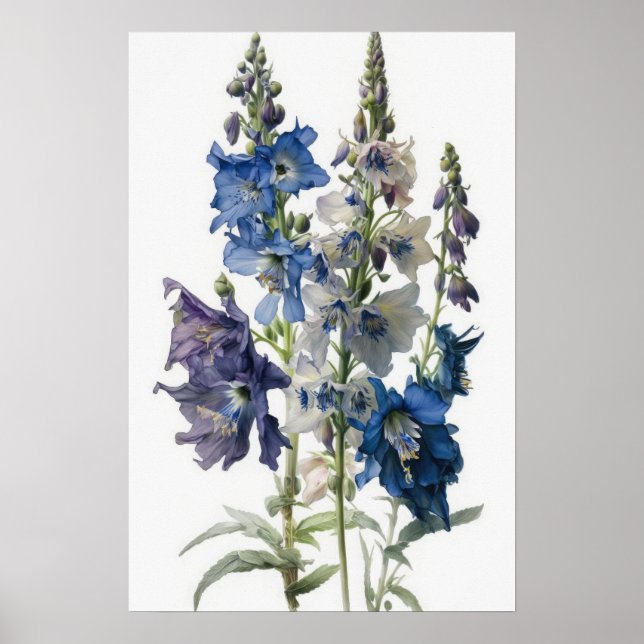 Impressão Larkspur Flower Art (Frente)