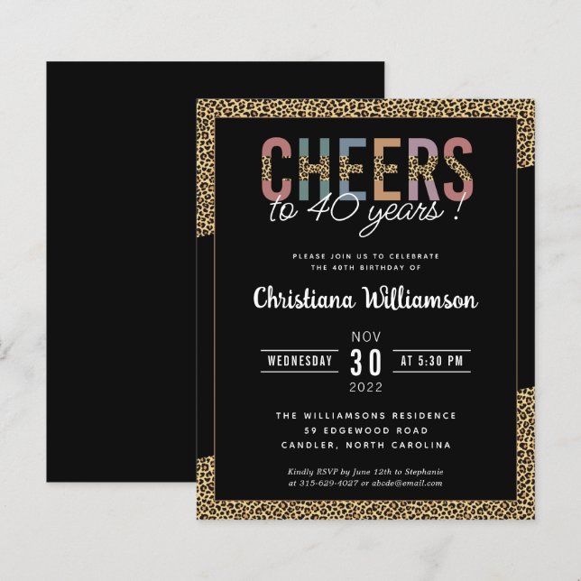 Impressão Leopard do Partido aniversário de 40 ano (Frente/Verso)