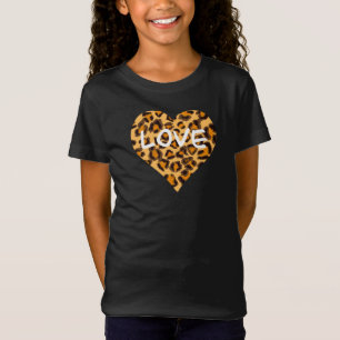 Impressão Leopardo  design de coração  Camiseta