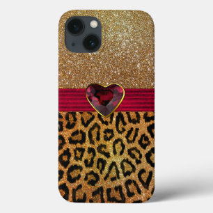 Impressão Leopardo Dourada e Coração Ruby