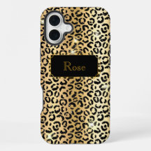 Impressão-leopardo-glamouroso, preto e Dourado