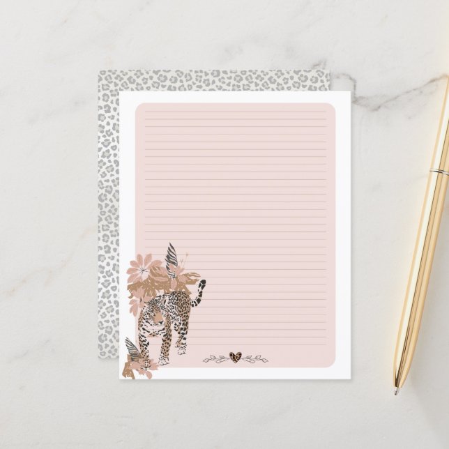 Impressão Leopardo, Papel de carta Selvagem, Impre (Frente/Verso In Situ)