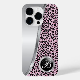 Impressão Leopardo Preto e Rosa claro   Monograma