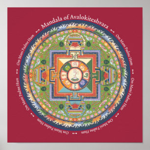 IMPRESSÃO Mandala de Chenrezig - com Mantra