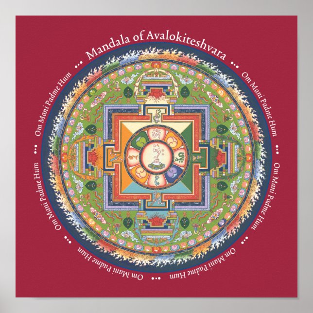 IMPRESSÃO Mandala de Chenrezig - com Mantra (Frente)