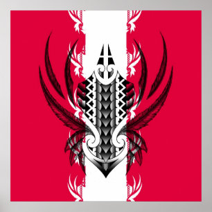 Impressão maori da arte com tatuagens