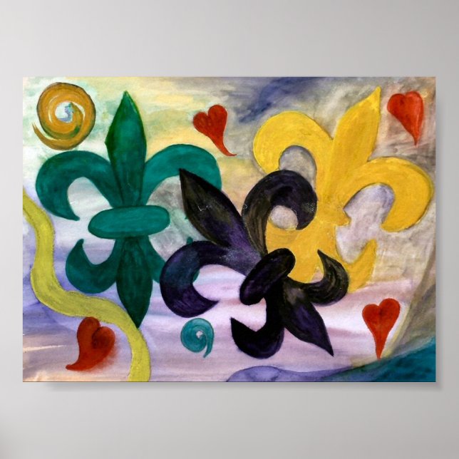 Impressão Mardi Gras Fleur de lis (Frente)