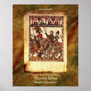 Impressão medieval da arte dos cavaleiros do