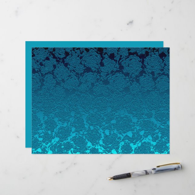 Impressão Metálico Azul Floral Suculente (Frente/Verso In Situ)