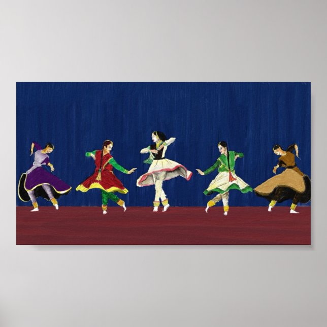 Impressão Miniatura de Dançarinos Kathak (Frente)