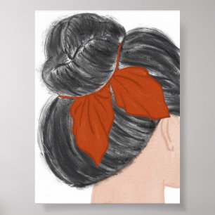 Impressão Minimalista de Arte do Cabelo de Boho