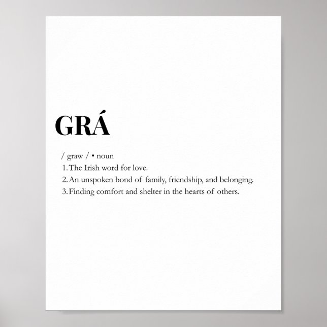 Impressão Moderna do Significado de Amor Grá Irlan (Frente)