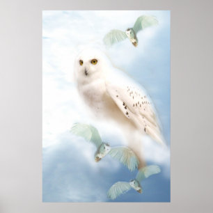 Impressão nevado do poster da coruja