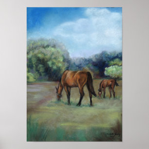 Impressão original da arte do pasto do cavalo