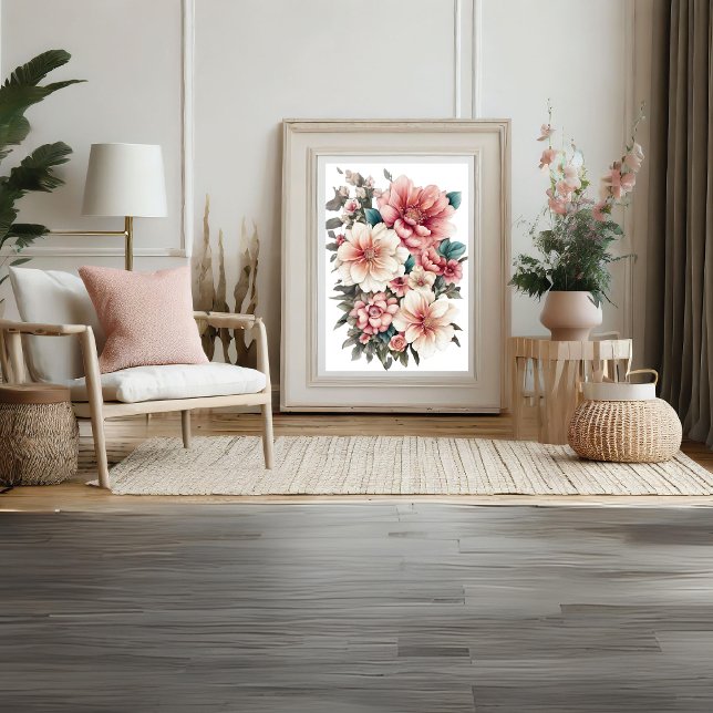 Impressão para Decoração de Parede Floral Moderna (Modern Floral Wall Decor Print Poster)