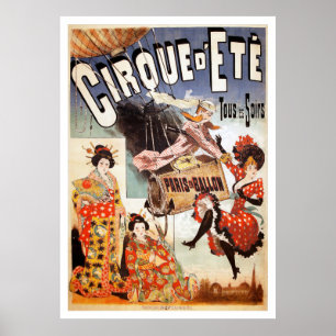 Impressão parisiense do balão de ar 1890 quente