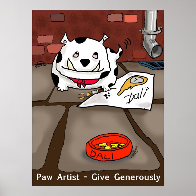 Impressão "Paw Artist Dali" - por Kev Moore (Frente)
