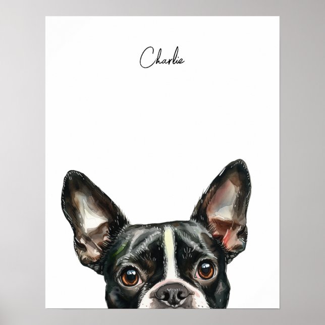 Impressão Personalizada de Cachorro Boston Terrier (Frente)