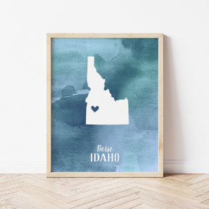 Impressão personalizado da arte do mapa de Idaho
