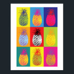 Impressão Pop de pinanás retrô de Comida brilhante<br><div class="desc">Ananás de cor clara,  retro lítio impressão efeito cozinha poster impressão</div>