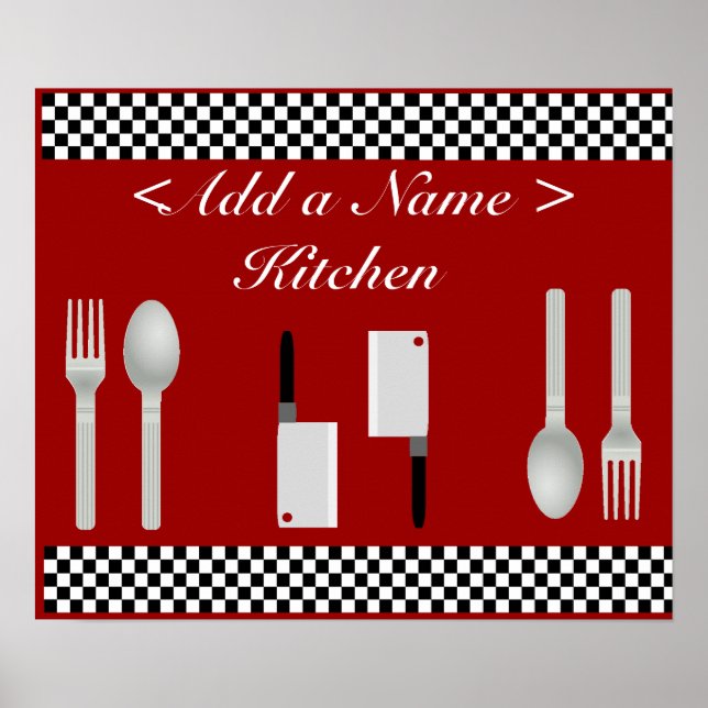 Impressão Poster da cozinha do xadrez (Frente)