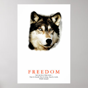 Impressão Poster de Lobo Motivacional de Liberdade