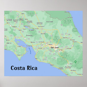 Impressão Poster de Mapa da Costa Rica