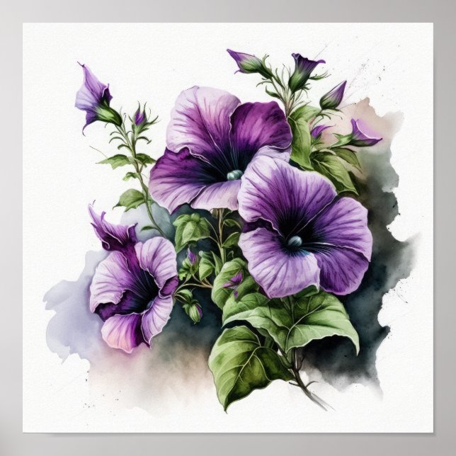 Impressão Poster de Suplente de Petunias Roxo (Frente)