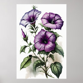 Impressão Poster de Suplente de Petunias Roxo