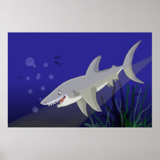 Impressão Poster de Tubarão Branco do Excelente de