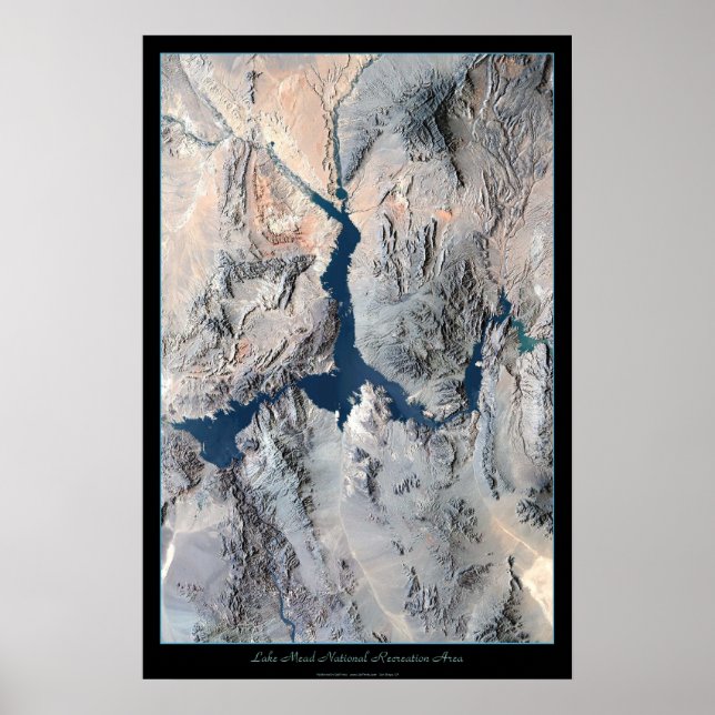 Impressão poster via satélite Lake Mead (Frente)