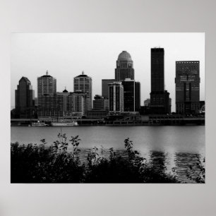 Impressão preto & branco da skyline de Louisville